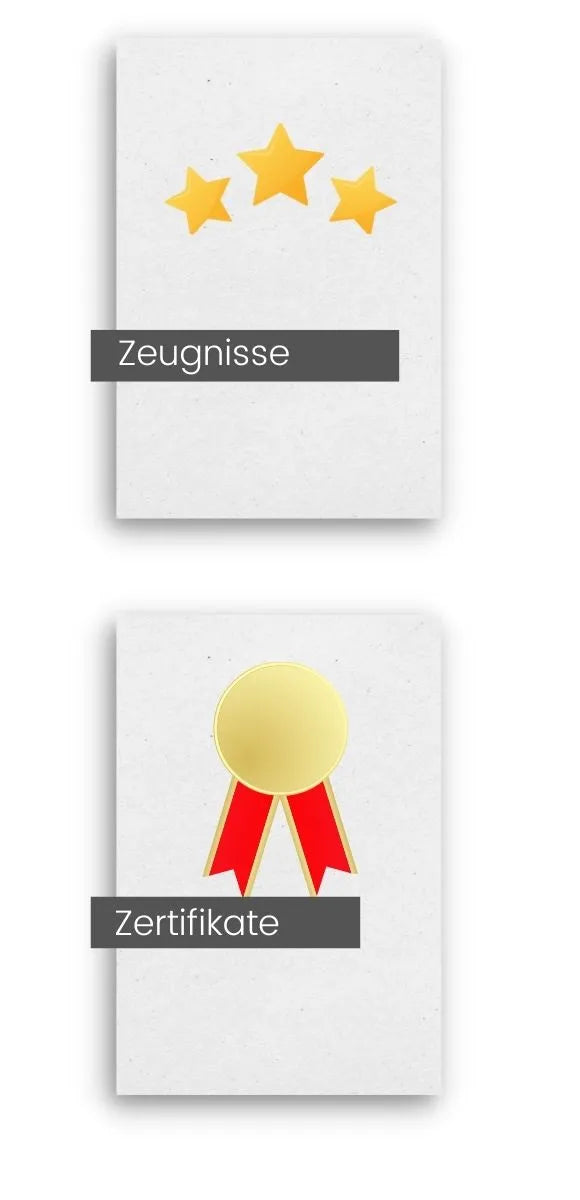 Teile der Bewerbung, Zeugnis Zertifikat - Meine Bewerbungsvorlage