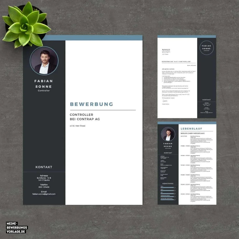 Lebenslauf Vorlage / Bewerbung Vorlage / Bewerbungsvorlage No.3 - Set Übersicht Farbe Blau - Meine-Bewerbungsvorlage