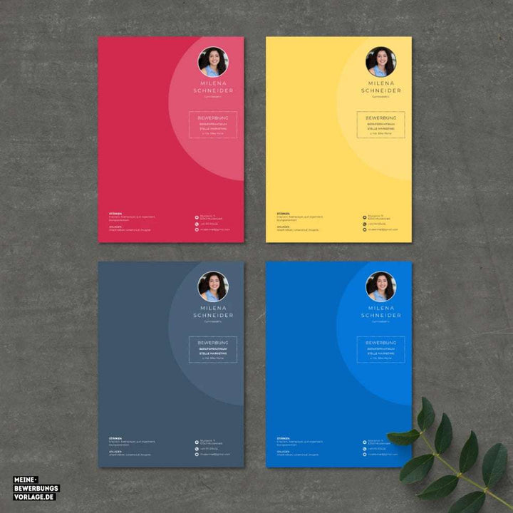 Bewerbung Schüler Vorlage für Ausbildung - Deckblatt alle Farben - Canva Vorlage Schüler