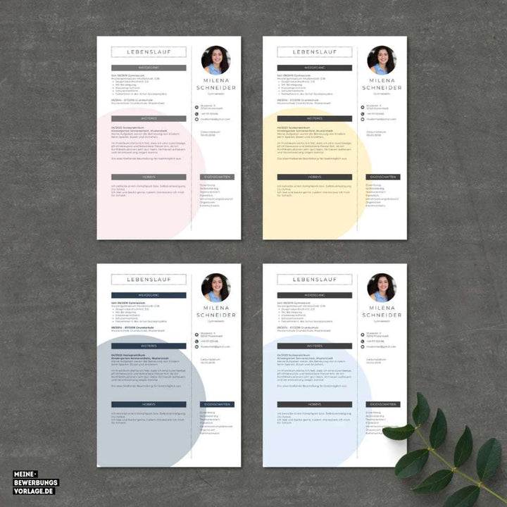 Lebenslauf Vorlage Schüler für Ausbildung Canva alle Farben