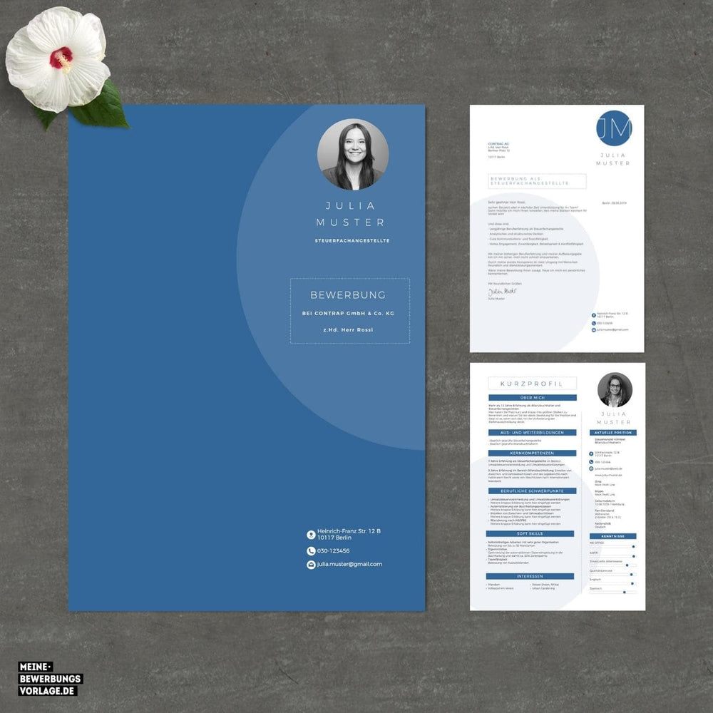 Lebenslauf Vorlage / Bewerbung Vorlage / Bewerbungsvorlage No.7 Blau - Meine-Bewerbungsvorlage
