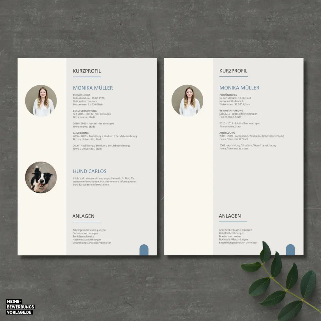 Bewerbung Wohnung Canva Nr. 2 – Professionelle Wohnungsbewerbung Vorlage (online in Canva)