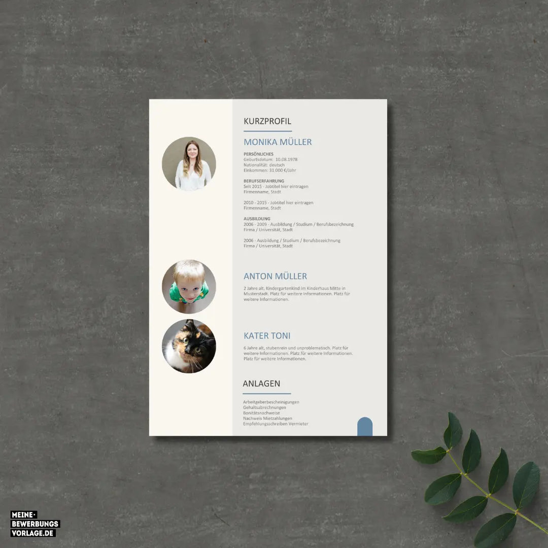 Bewerbung Wohnung Canva Nr. 2 – Professionelle Wohnungsbewerbung Vorlage (online in Canva)