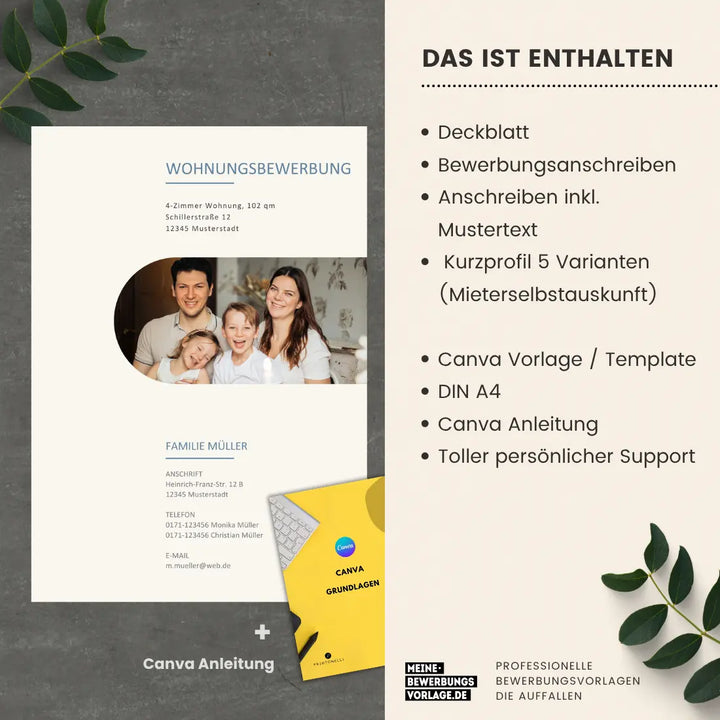 Bewerbung Wohnung Canva Nr. 2 – Professionelle Wohnungsbewerbung Vorlage (online in Canva)