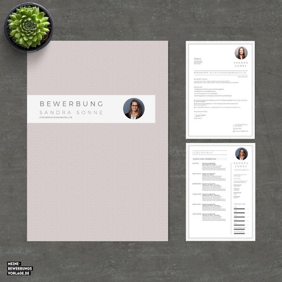 Lebenslauf Vorlage / Bewerbung Vorlage / Bewerbungsvorlage No.11 Meine-Bewerbungsvorlage - Set Übersicht Farbe Rose - Meine-Bewerbungsvorlage