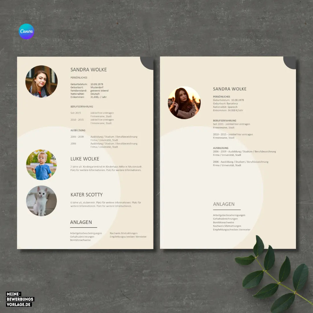 Bewerbung Wohnung Canva Nr. 3 – Professionelle Wohnungsbewerbung Vorlage (online in Canva)