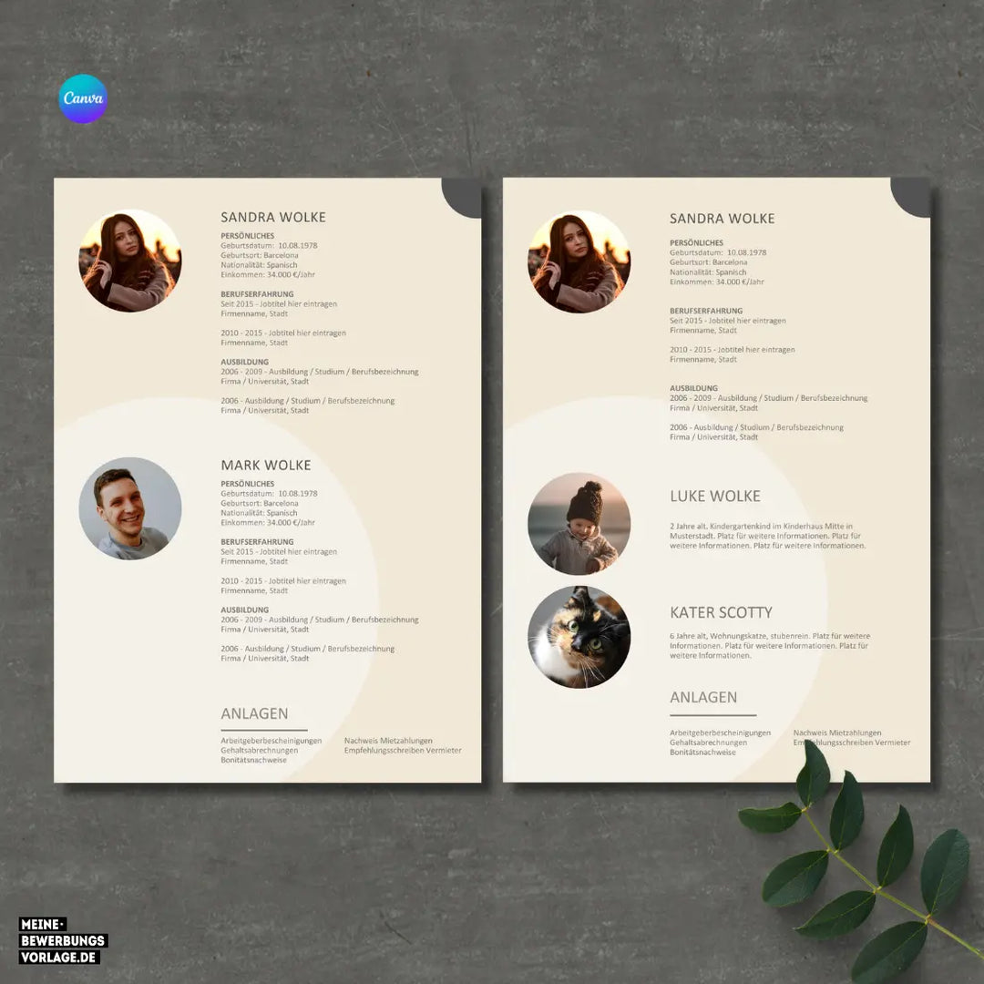 Bewerbung Wohnung Canva Nr. 3 – Professionelle Wohnungsbewerbung Vorlage (online in Canva)