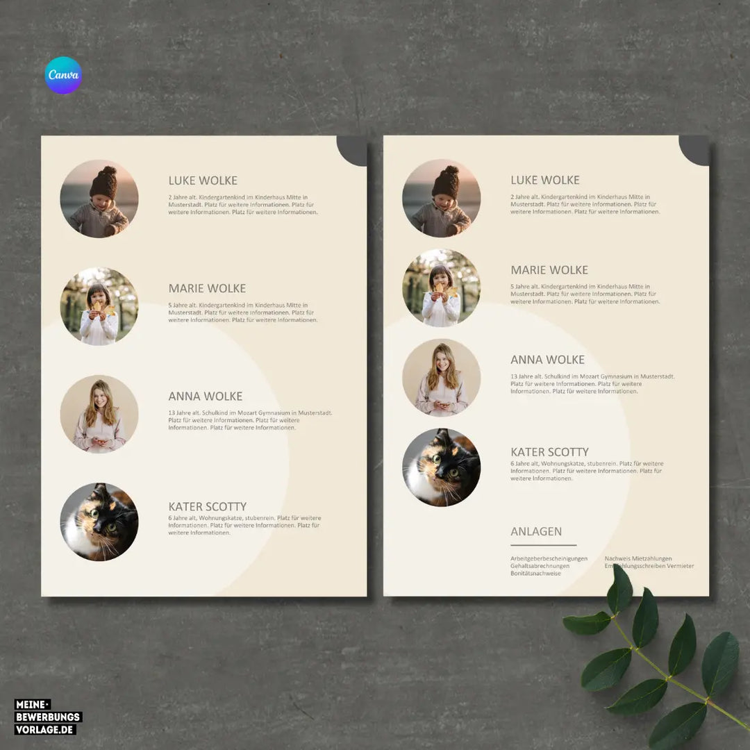 Bewerbung Wohnung Canva Nr. 3 – Professionelle Wohnungsbewerbung Vorlage (online in Canva)