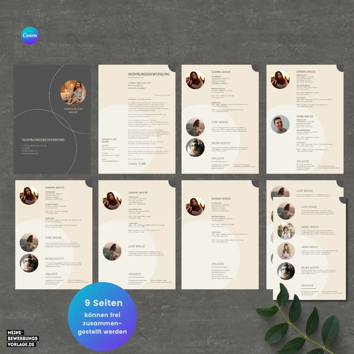 Bewerbung Wohnung Canva Nr. 3 – Professionelle Wohnungsbewerbung Vorlage (online in Canva)