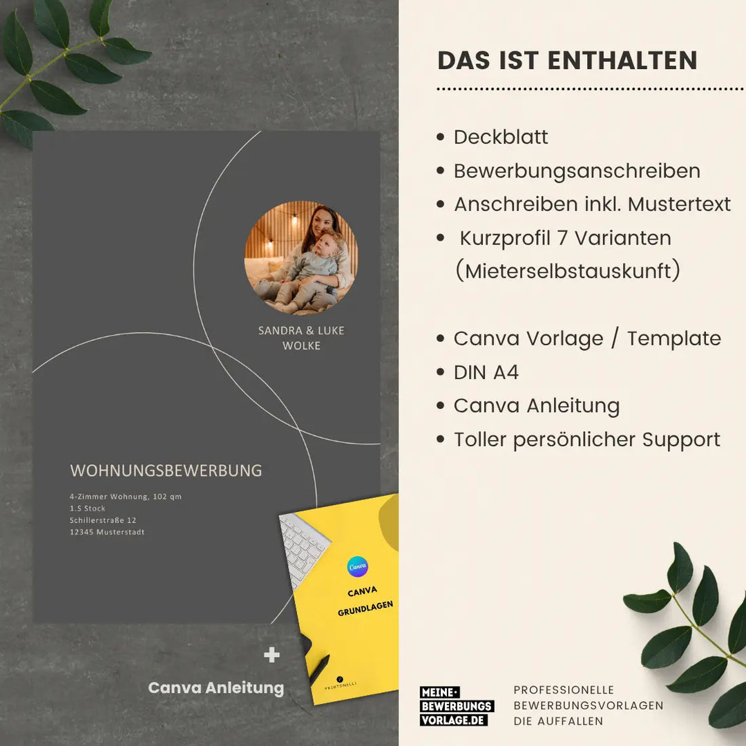 Bewerbung Wohnung Canva Nr. 3 – Professionelle Wohnungsbewerbung Vorlage (online in Canva)