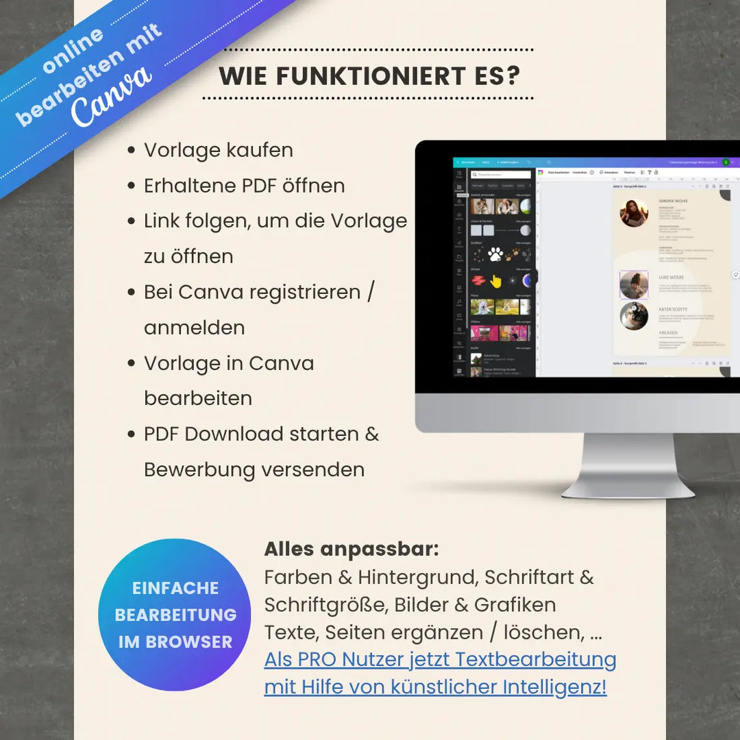 Bewerbungsvorlage Canva No.3 – Lebenslauf, Anschreiben & Motivationsschreiben