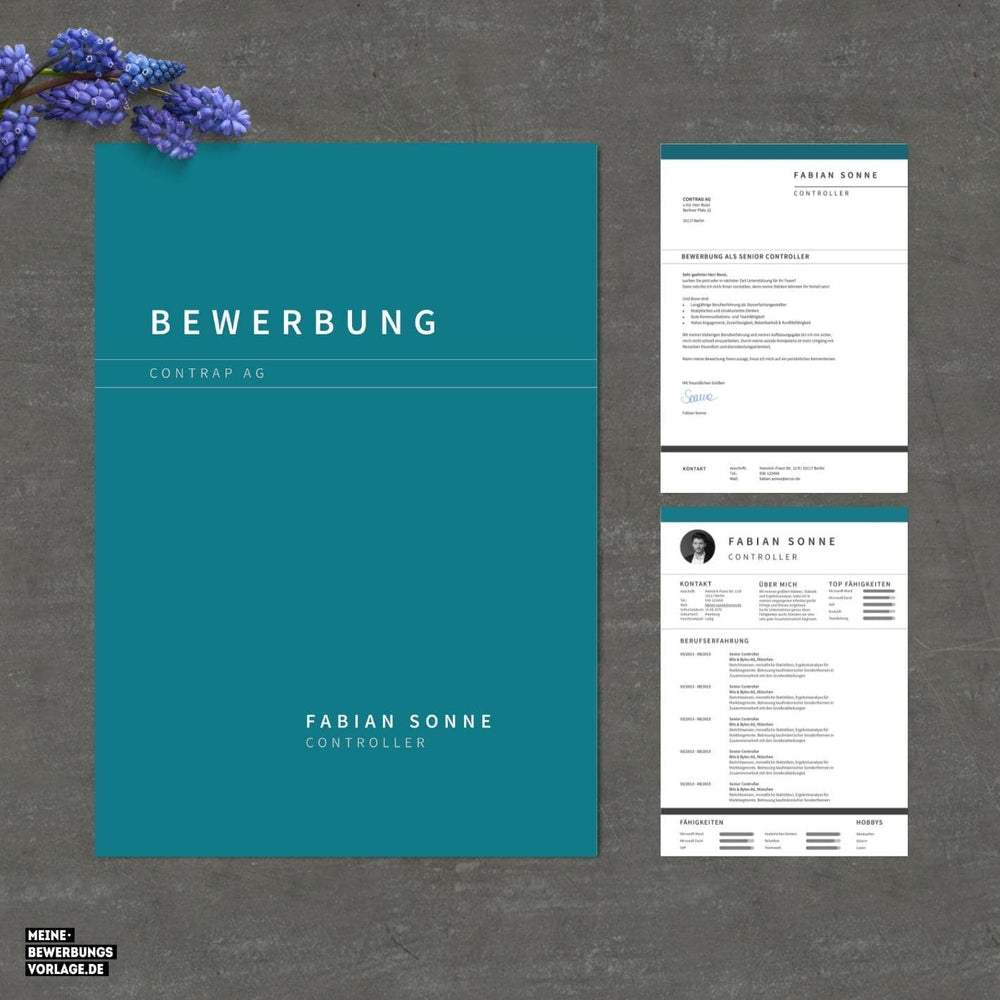 Lebenslauf Vorlage / Bewerbung Vorlage / Bewerbungsvorlage No.12 Meine-Bewerbungsvorlage - Set Übersicht Farbe Türkis - Meine-Bewerbungsvorlage