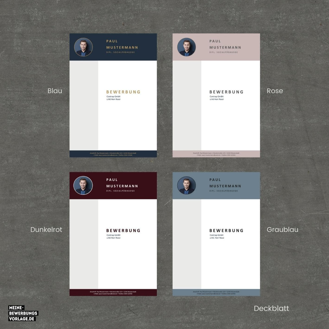 Lebenslauf Vorlage / Bewerbung Vorlage / Bewerbungsvorlage No.14 Deckblatt Übersicht - Meine-Bewerbungsvorlage