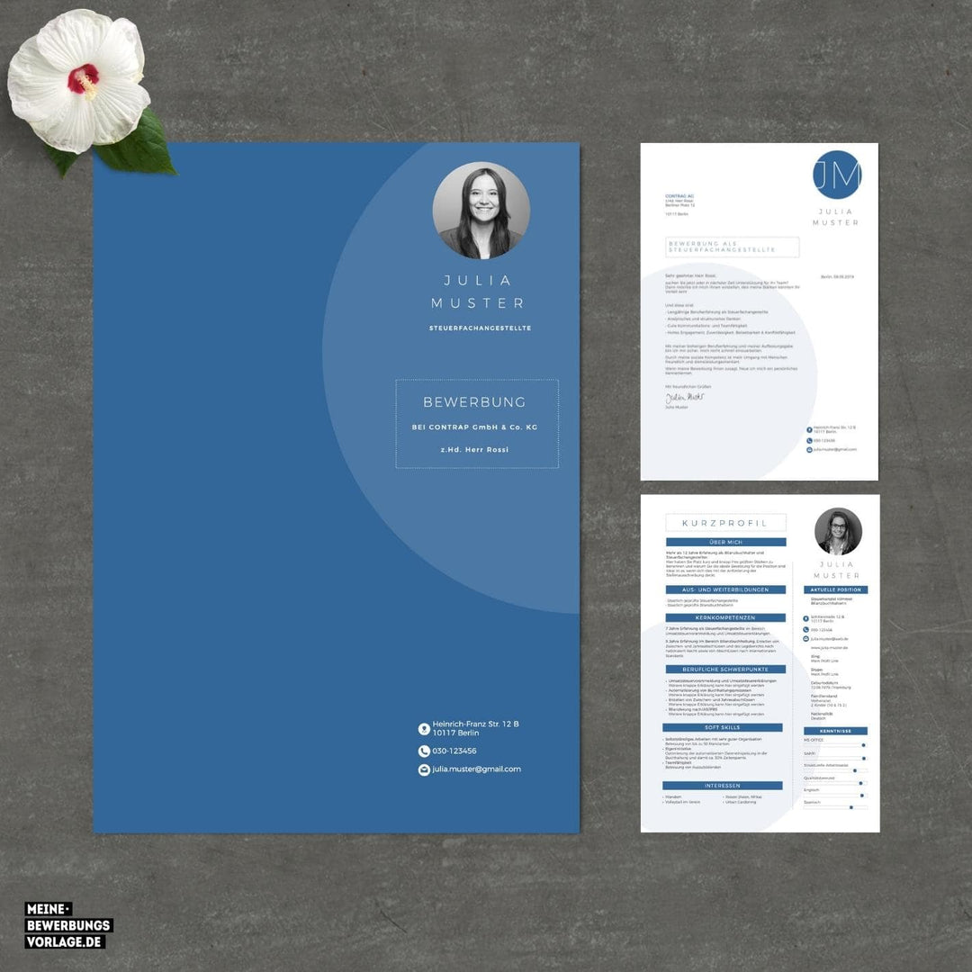 Lebenslauf Vorlage / Bewerbung Vorlage / Bewerbungsvorlage No.7 Blau - Meine-Bewerbungsvorlage