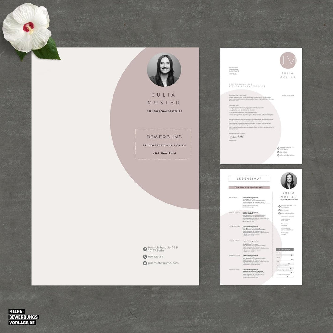 Lebenslauf Vorlage / Bewerbung Vorlage / Bewerbungsvorlage No.7 Rose - Meine-Bewerbungsvorlage