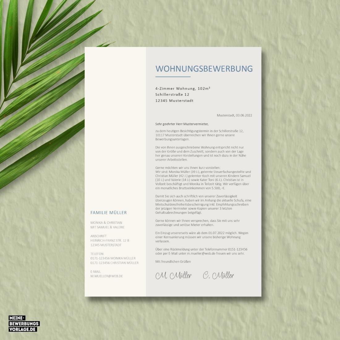 Anschreiben der Wohnungsbewerbung