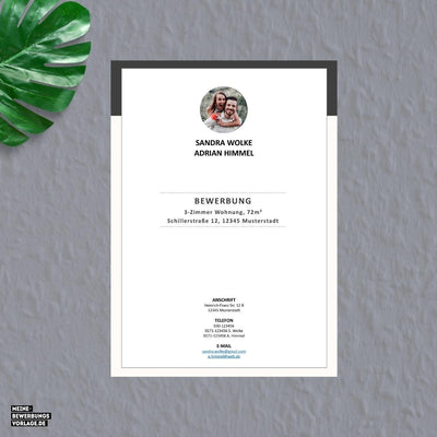 Mietwohnung Bewerbung Wohnungsbewerbung Nr. 1 Familie - Meine-Bewerbungsvorlage - Deckblatt Farbe Grau