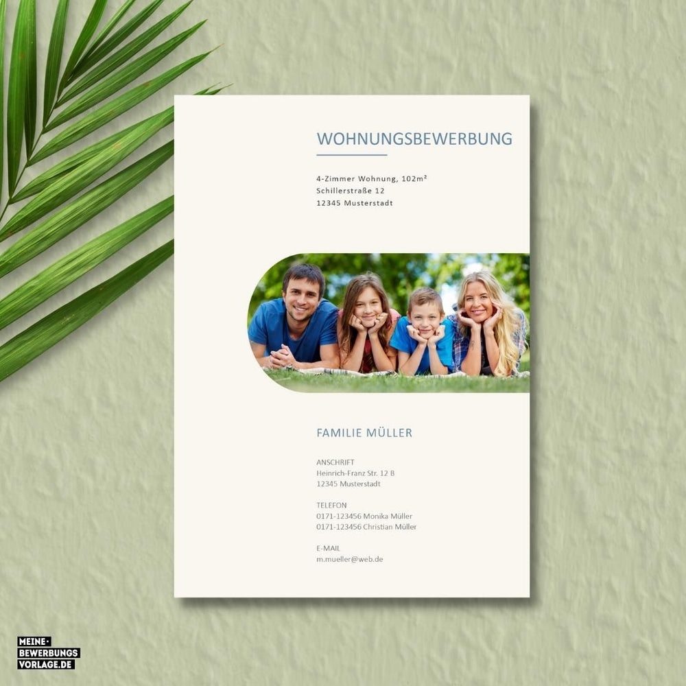 Mietwohnung Bewerbung Wohnungsbewerbung Nr.1 Nr.2 Familie - Meine-Bewerbungsvorlage - Deckblatt