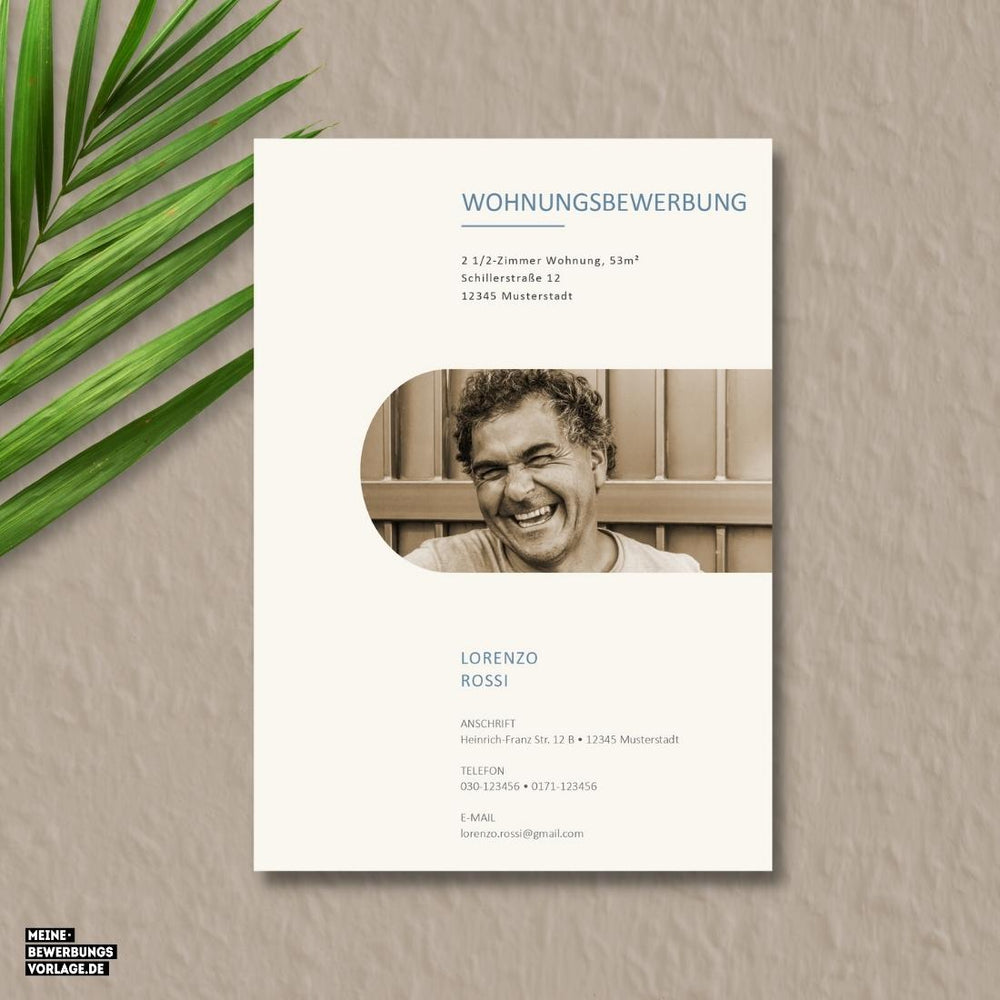 Mietwohnung Bewerbung Wohnungsbewerbung Nr.2 Single - Meine-Bewerbungsvorlage - Deckblatt