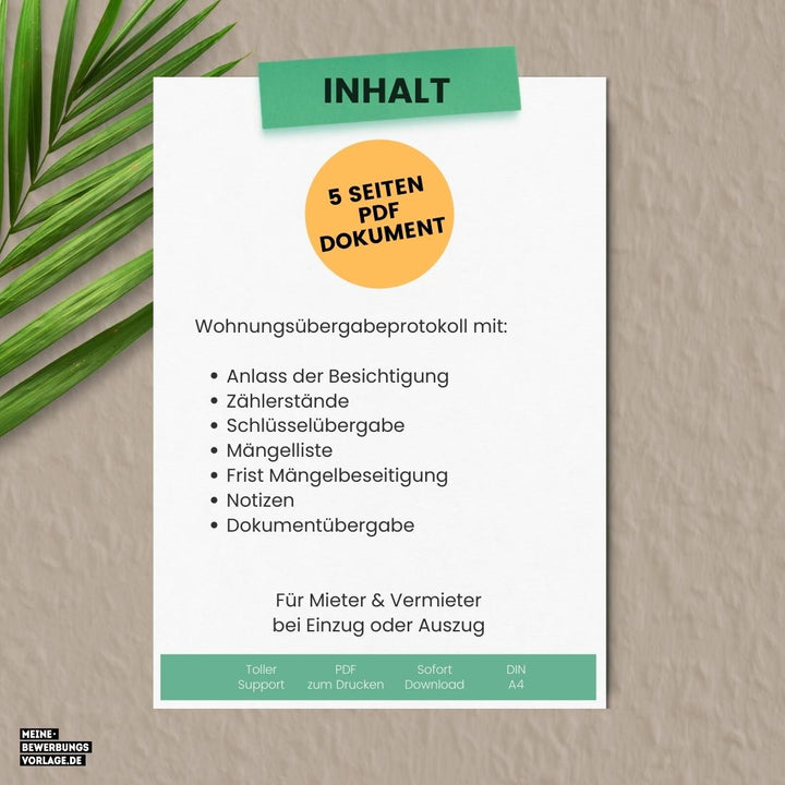 Mietwohnung Wohnungsübergabeprotokoll PDF Vorlage